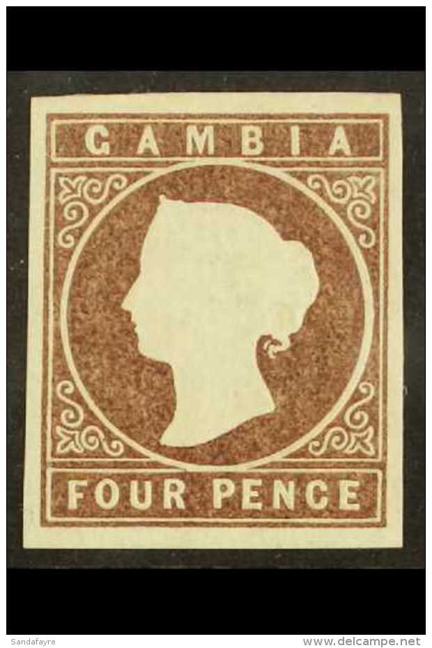 1874 4d Brown, Watermark "Crown CC," Imperforate, SG 5, Four Good To Large Margins,good To Fine Mint. For More... - Gambie (...-1964)