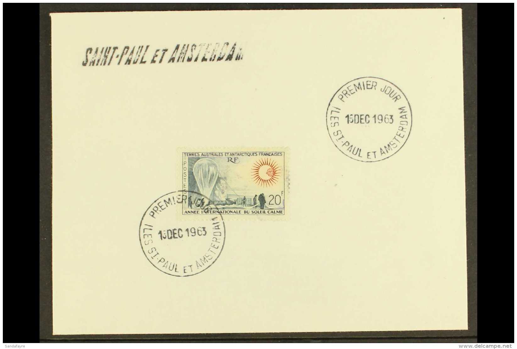 TAAF 1963 (16 Dec) Unaddressed "Galleni" Cover Bearing 20f "Year Of The Quiet Sun" (SG 36) Tied Neat First Day Cds... - Other & Unclassified