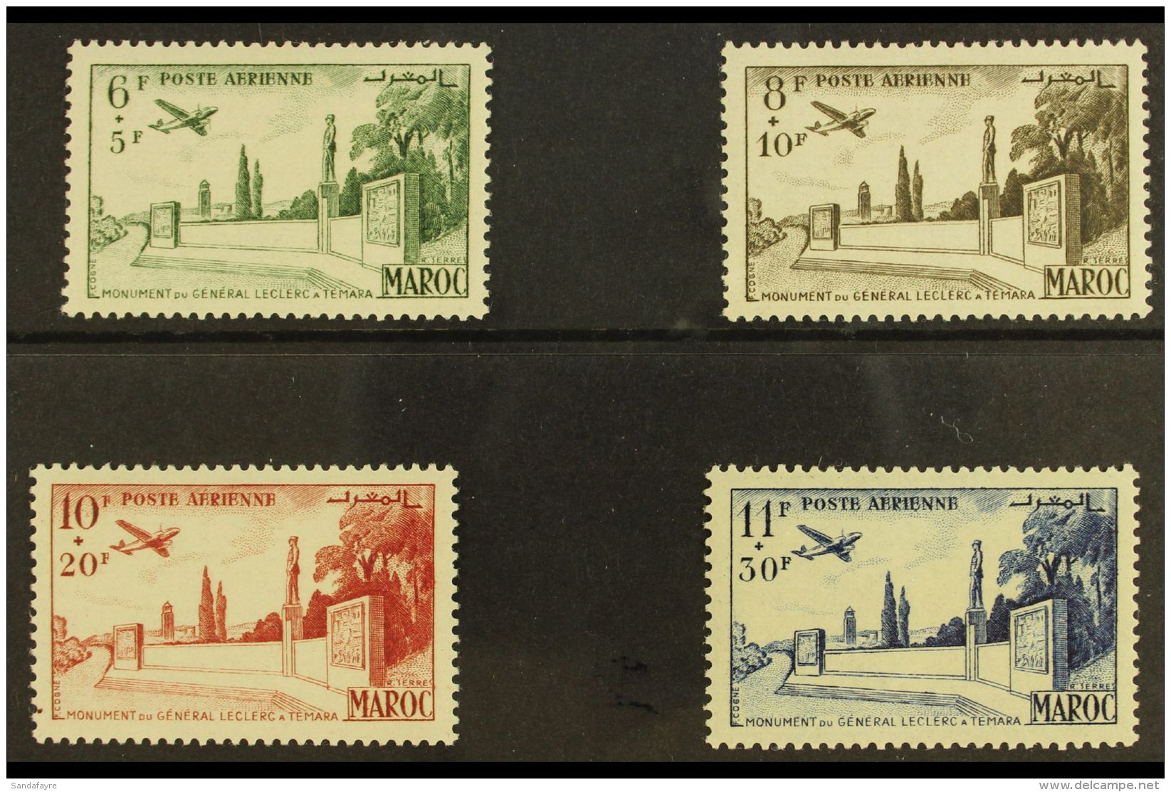 MOROCCO 1952 Monument To General Leclerc UNISSUED AIR SET, Yvert 89/92 (Maury 89A/D), Superb Never Hinged Mint. (4... - Other & Unclassified