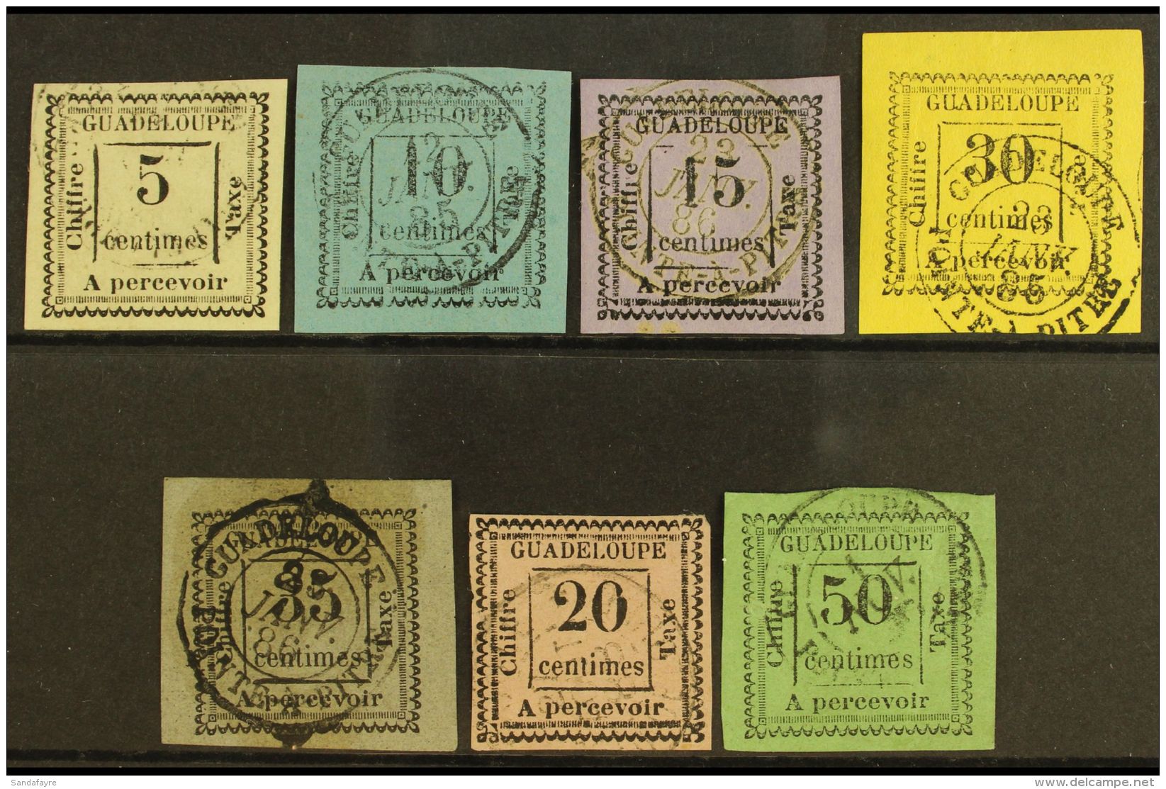 GUADELOUPE POSTAGE DUES 1884 Set Complete, Yv 6-12, Fine To Very Fine Used. (7 Stamps) For More Images, Please... - Other & Unclassified