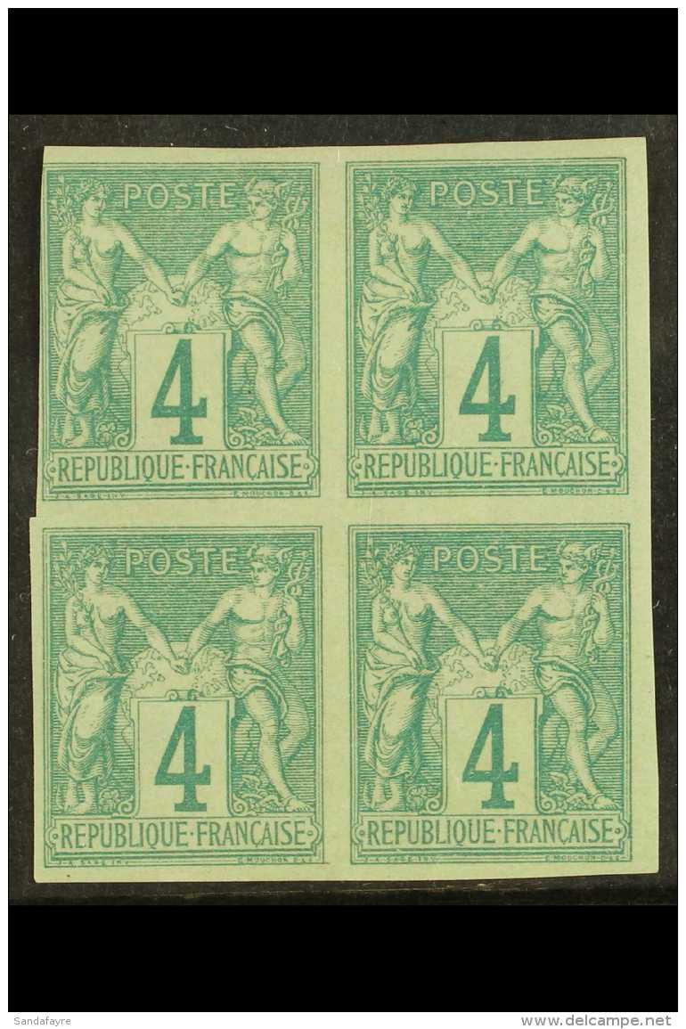 GENERAL COLONIES 1877-79 4c Green, Imperf Block Of 4, Yv 25, Three Stamps With Clear Margins, One Just Touched,... - Autres & Non Classés