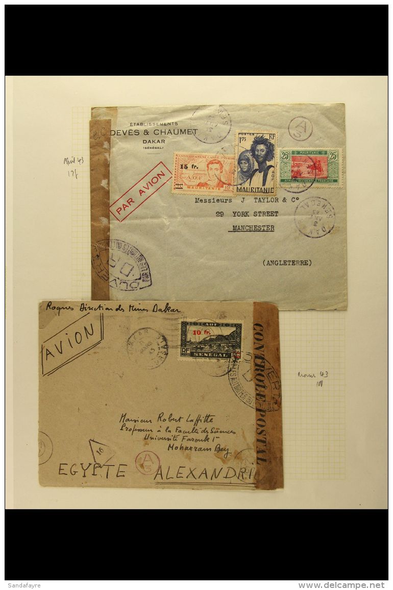 FRENCH WEST AFRICA (SENEGAL) CENSORED COVERS 1939-44 Collection Showing A Good Range Of World War 2 Censor Cachets... - Autres & Non Classés