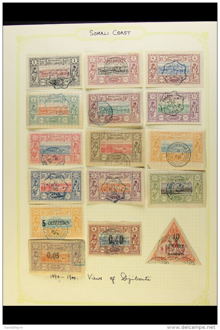 FRENCH SOMALI COAST 1894-1966 Fine Used Collection On Album Pages, Mostly All Different, And Which Includes... - Other & Unclassified