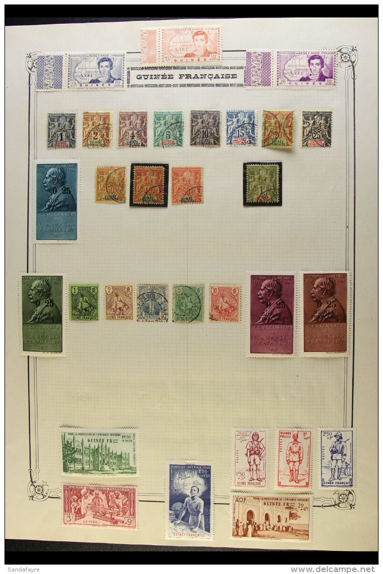 FRENCH GUINEA 1892-1942 Attractive Mint And Used Collection On Leaves. Note 1892 Set (less 75c) Used; 20th Century... - Andere & Zonder Classificatie