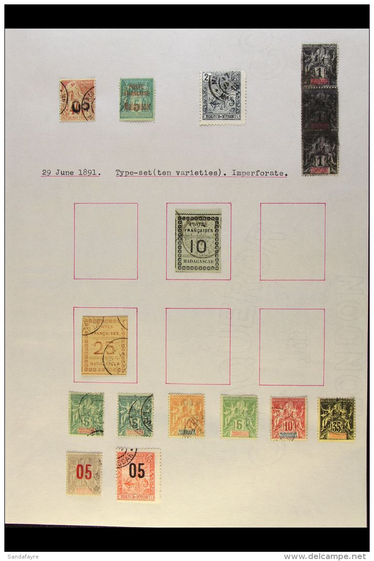 1890's-1930's FRENCH AFRICA. Virtually All Different Used Ranges On Pages, Inc Madagascar 1891 "05" On 40c And... - Autres & Non Classés