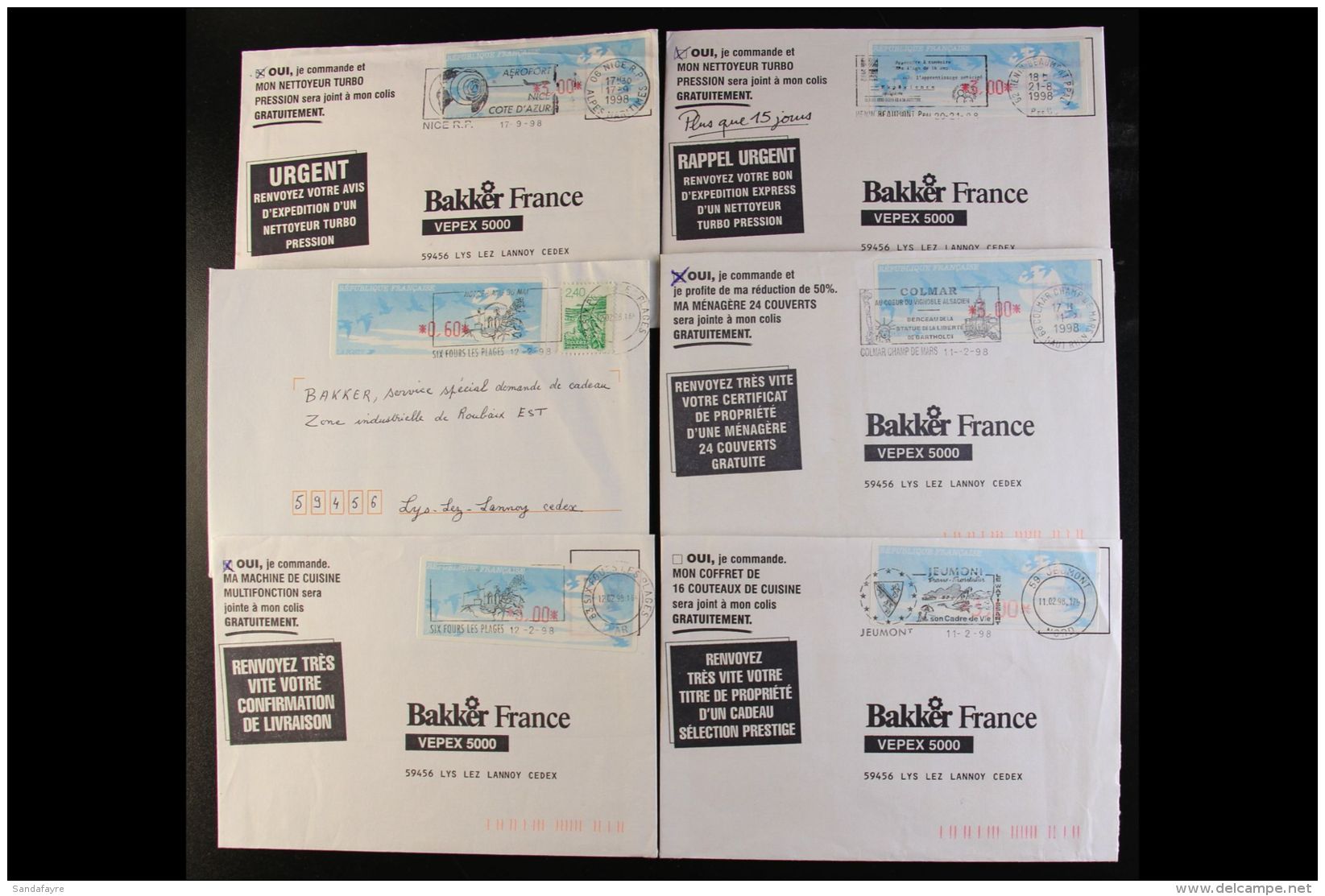 AUTOMATIC VENDING MACHINE LABELS ON COVERS. A Hoard Of Commercial Covers Posted In 1998, All Bearing 1990-98 Birds... - Autres & Non Classés