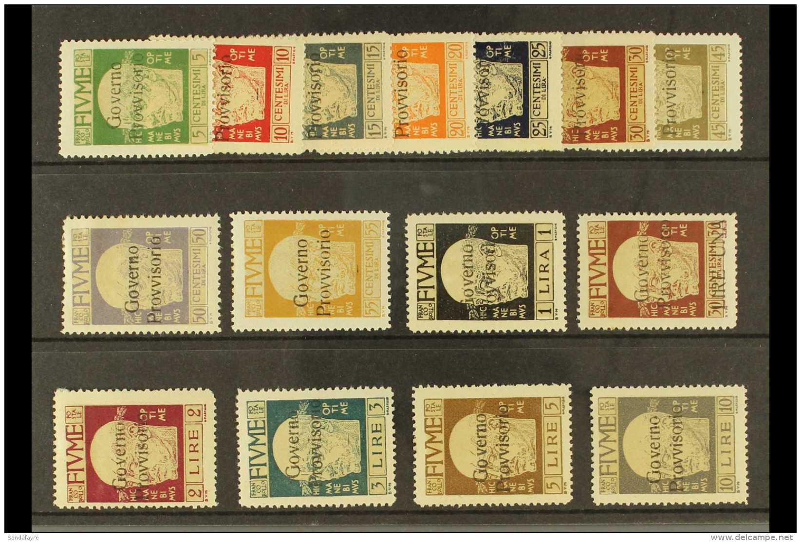 1921 (2 FEB) "Governo Provvisorio" Overprints On D'Annunzio Complete Set, Sassone S. 20, Mint, A Few Of The Low... - Fiume