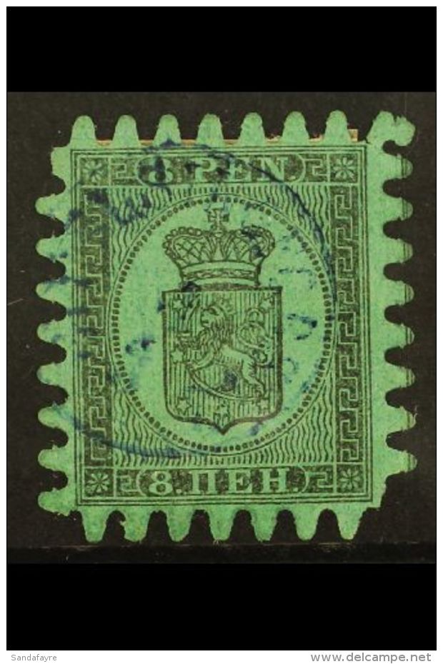 1866-67 8p Black/blue Green (Type III) Serpentine Roulette, SG 46, Fine Used For More Images, Please Visit... - Other & Unclassified