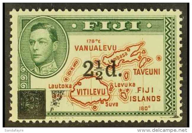 1941 2&frac12;d On 2d Brown And Green (as SG 267) With The Black Square Obliterating "2d" Partially Double,... - Fiji (...-1970)