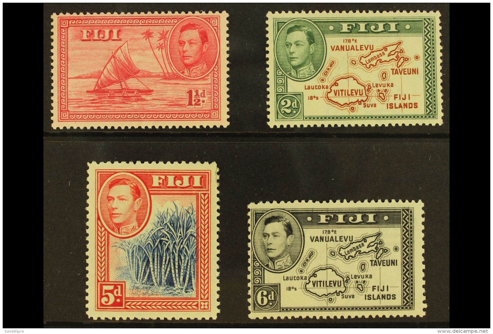 1938 1st Printings Of 1&frac12;d, 2d, 5d And 6d, SG 251, 253, 258 And 260, Fine Mint, Cat. &pound;160. (4) For... - Fidji (...-1970)