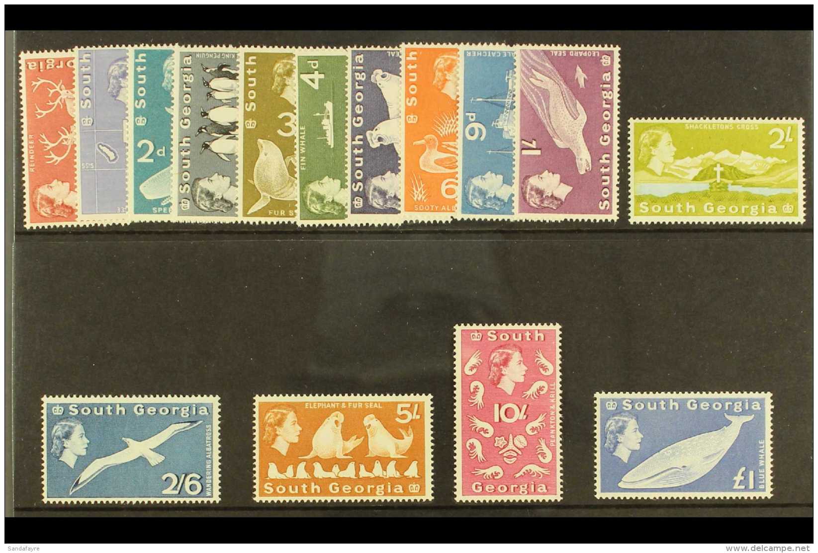 1963 South Georgia Definitives Original Complete Set, SG 1/15, Never Hinged Mint. (15 Stamps) For More Images,... - Falkland Islands