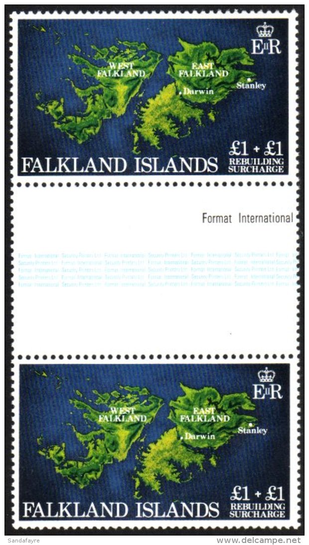 1982 &pound;1+&pound;1 Rebuilding WATERMARK CROWN TO RIGHT OF CA Variety, SG 430w, Very Fine Never Hinged Mint... - Falkland Islands