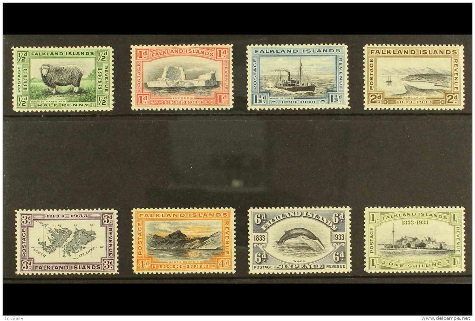 1933 Centenary Set To 1s, SG 127/34, Very Fine Mint. Fresh And Attractive! (8 Stamps) For More Images, Please... - Falkland Islands