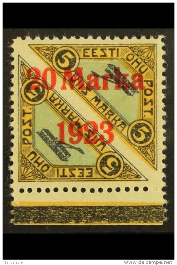 1923 AIR 20m On 5m Pair, Perf 11&frac12;, SG 47a (Michel 44Aa), Fine Mint. For More Images, Please Visit... - Estonia