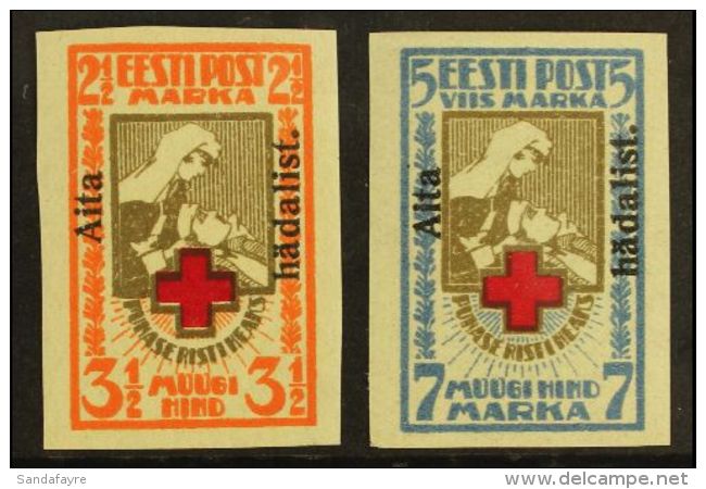 1923 "Aita Hadalist." Charity Overprints Complete Imperf Set (Michel 46/47 B, SG 49A/50A), Very Fine Mint, Fresh.... - Estonia