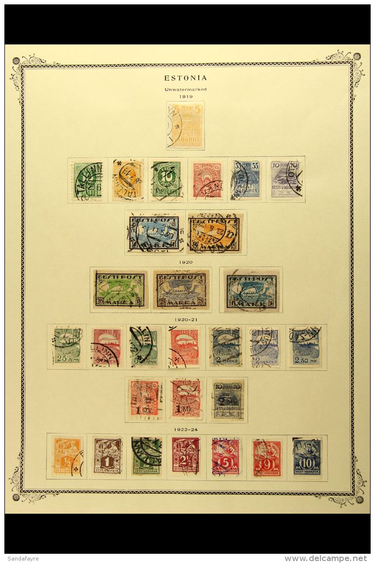 1918-1941 FINE USED COLLECTION Presented On Printed Pages, ALL DIFFERENT, Inc 1921-22 Red Cross Perf &amp; Imperf... - Estonie