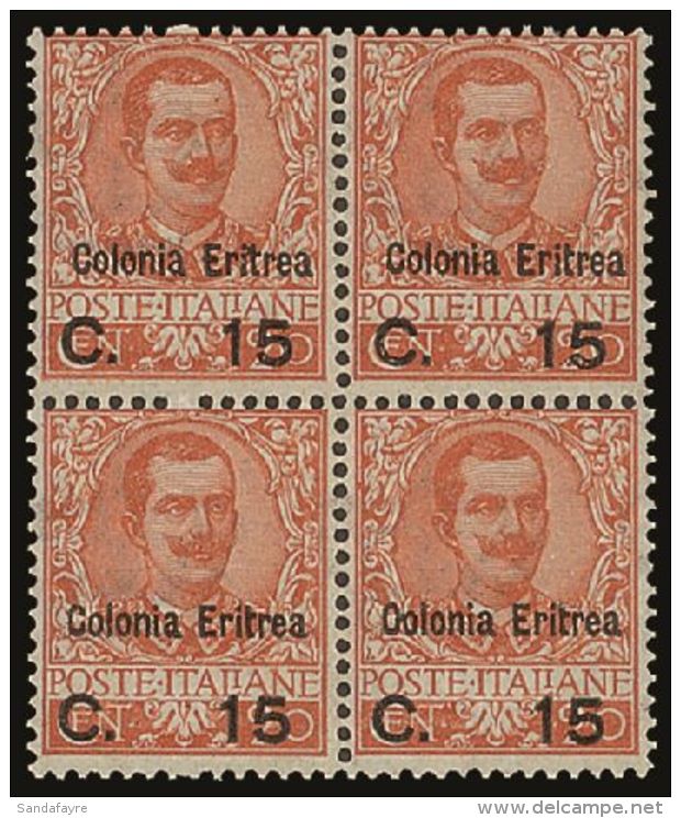 1905 15c On 20c Orange, Sass 30, Superb NHM Block Of 4. For More Images, Please Visit... - Eritrea