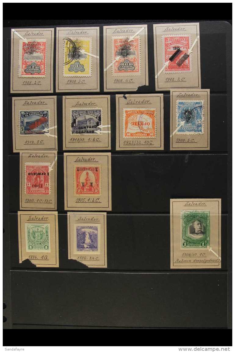 ERRORS AND VARIETIES 1896-1925 Mint Or Used Assembly Which Includes 1896 1c And 24c Imperf Singles, 1900 1c On 13... - El Salvador