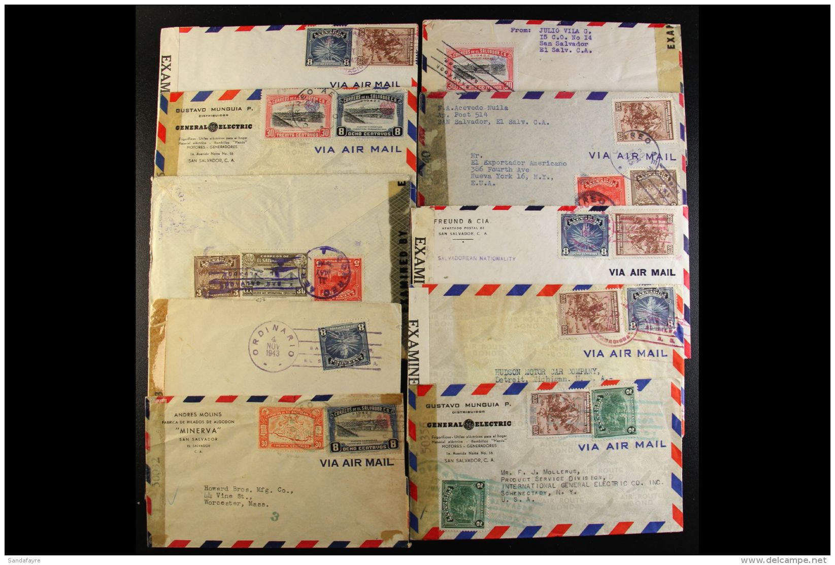 1942-1945 CENSORED COVERS. An Interesting Group Of Commercial Censor Covers Addressed To USA, Mostly With Multiple... - Salvador