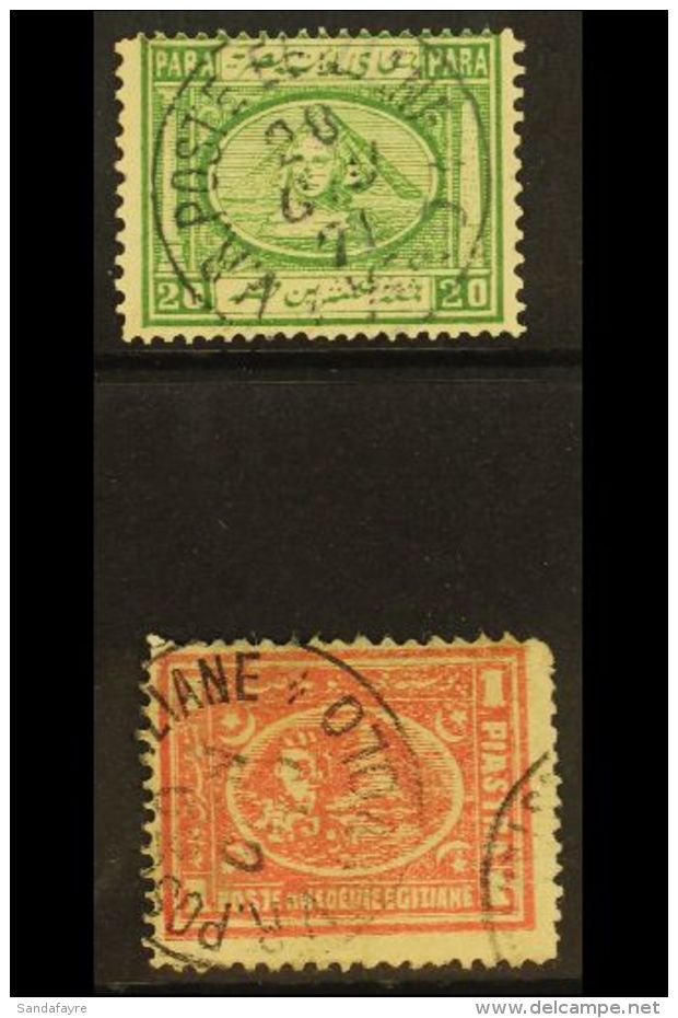 USED AT VOLO (GREECE) 1867 20pa Green &amp; 1872 1pi Rose-red Pyramid Stamps Cancelled At The Egyptian PO At Volo.... - Andere & Zonder Classificatie