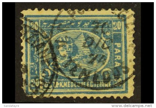USED AT TENEDOS (TURKEY) 1872 20pa Blue Lithographed Pyramid (SG 26) Used With Very Fine Cds Of The Egyptian PO On... - Other & Unclassified