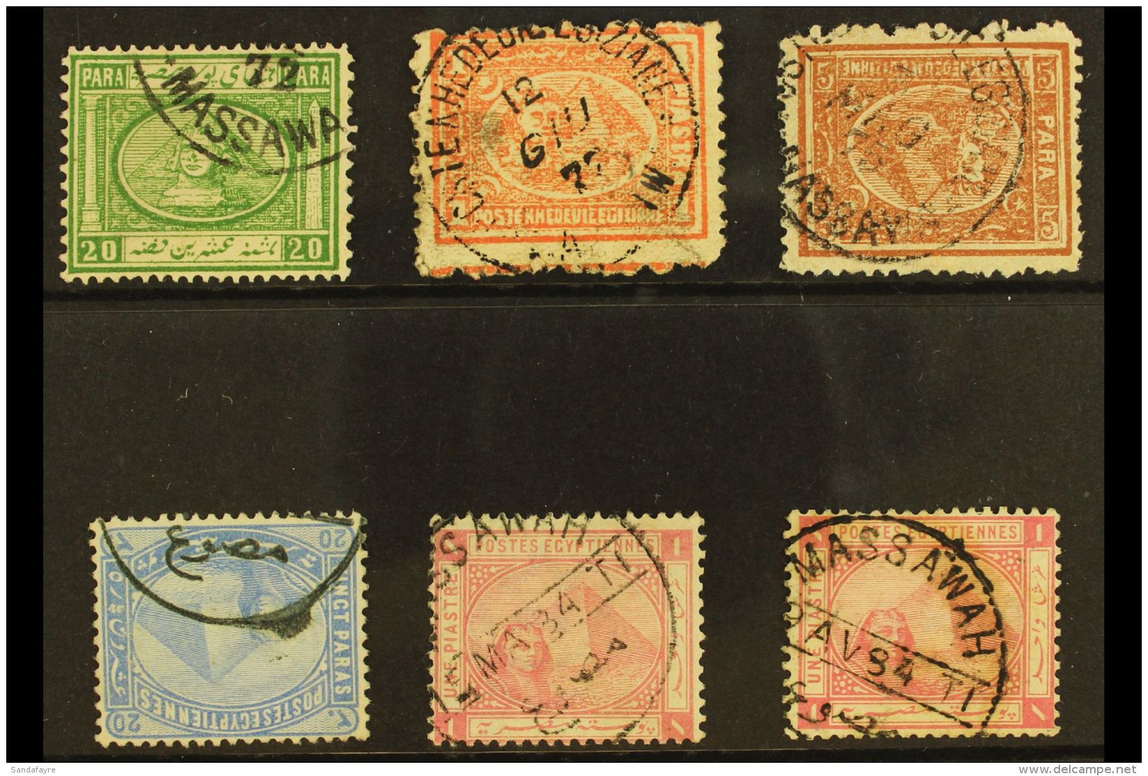 USED AT MASSAWA (ERITREA) 1867 - 1879 Range Of Pyramid Stamps Cancelled By Cds's Of The Egyptian PO At Massawa.... - Autres & Non Classés