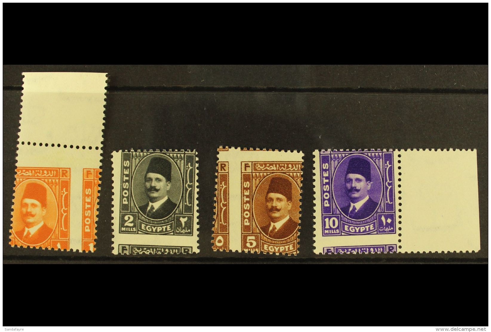 1936-37 OBLIQUE PERFORATIONS King Fouad "Postes" 1m, 2m, 5m And 10m, Never Hinged Mint, The 1m And 10m Are... - Other & Unclassified