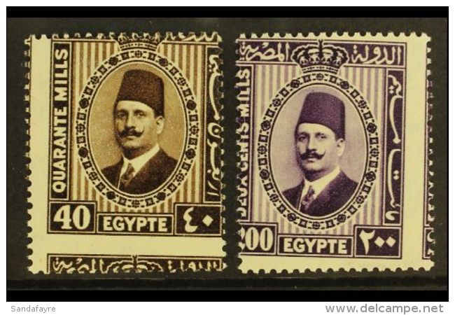 1927-37 OBLIQUE PERFORATIONS King Fouad Large Format 40m And 200m, Never Hinged Mint. (2) For More Images, Please... - Other & Unclassified