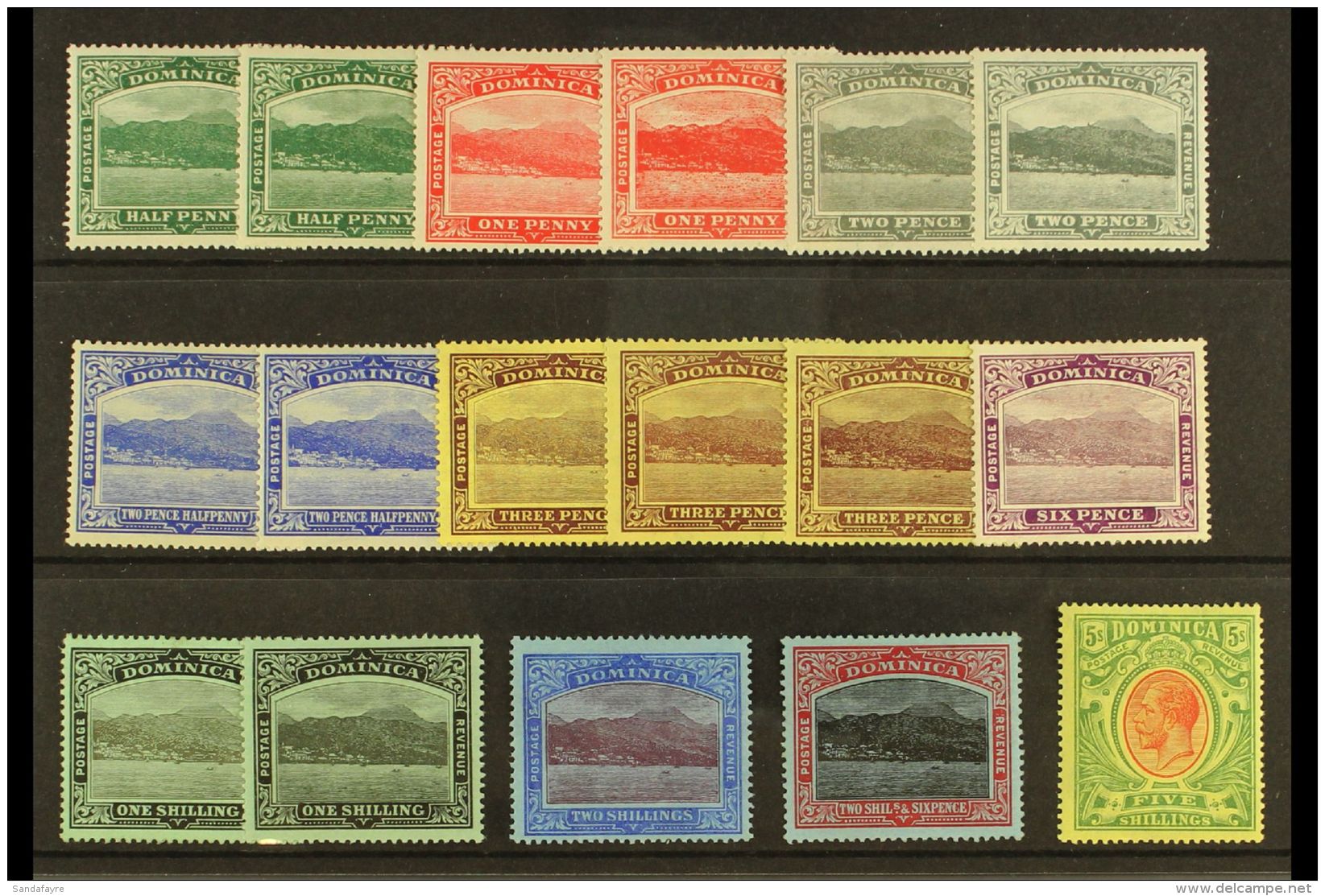 1908-20 Definitive Set With Many Listed Shades, SG 47/54, Fine Mint (17 Stamps) For More Images, Please Visit... - Dominique (...-1978)