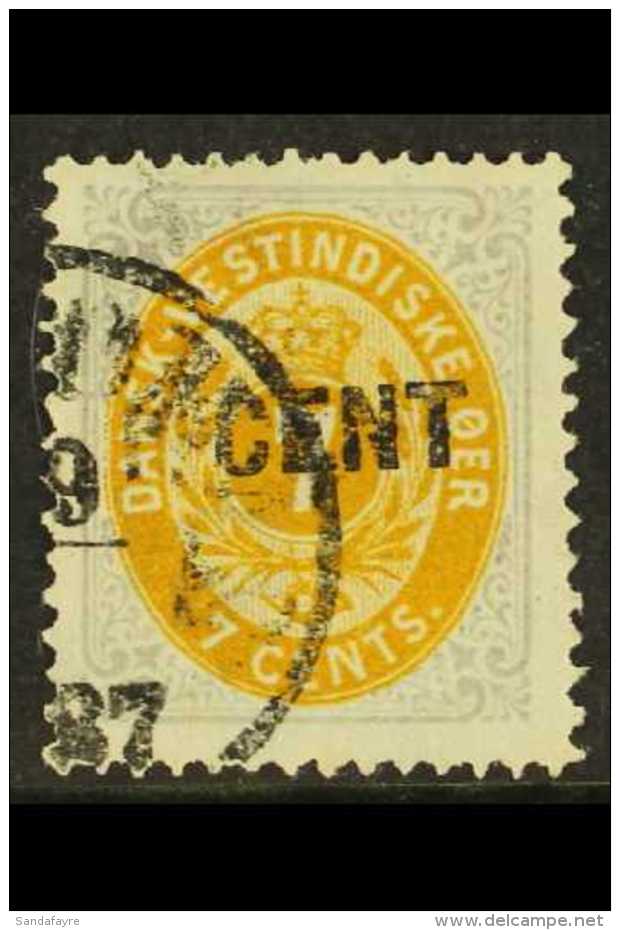 1887 1c On 7c Yellow-ochre &amp; Slate-lilac Surcharge (Facit 23a, SG 36), Fine Used, Fresh. For More Images,... - Danish West Indies