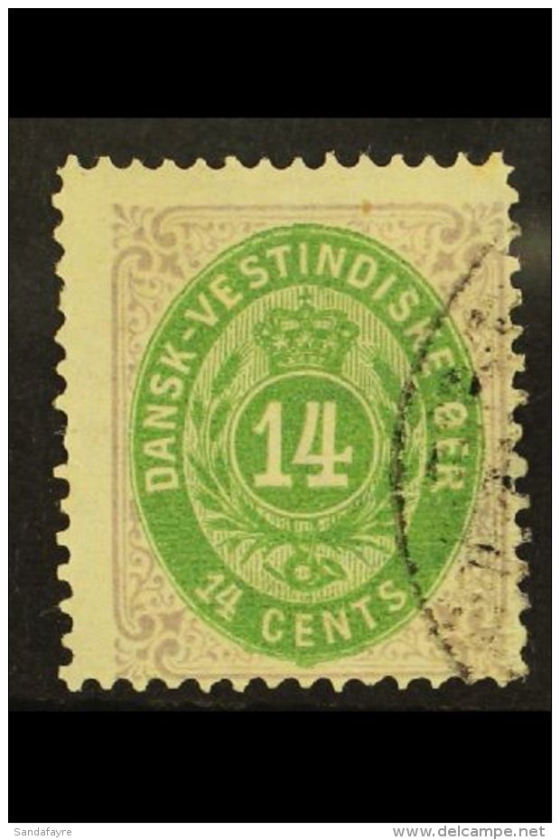 1873-1902 14c Green And Lilac, SG 28, Good Used. For More Images, Please Visit... - Danish West Indies