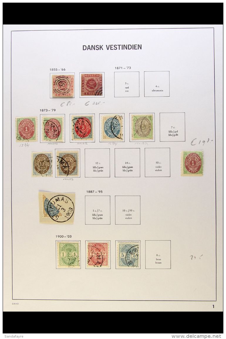 1855-1915 COLLECTION On Pages, Inc 1855 3c &amp; 1866 3c (both With 4 Margins) Used, 1873-1902 Perf 14x13&frac12;... - Danish West Indies
