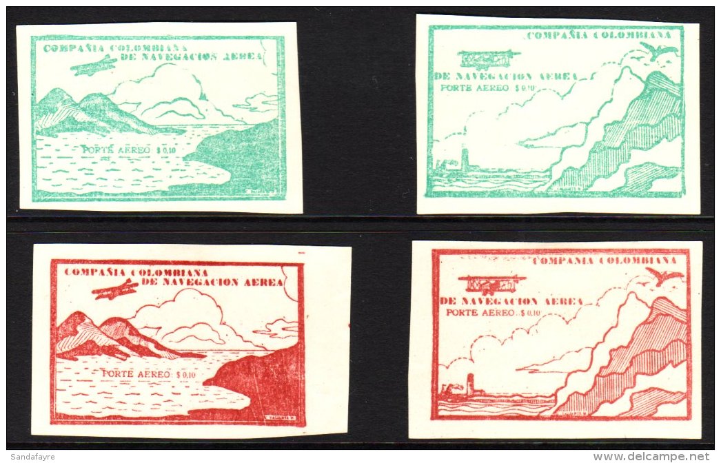 1920 COMPANIA COLOMBIANA DE NAVEGACION AEREA Private Air Stamps, Sea And Mountains &amp; Cliff And Lighthouse... - Colombie