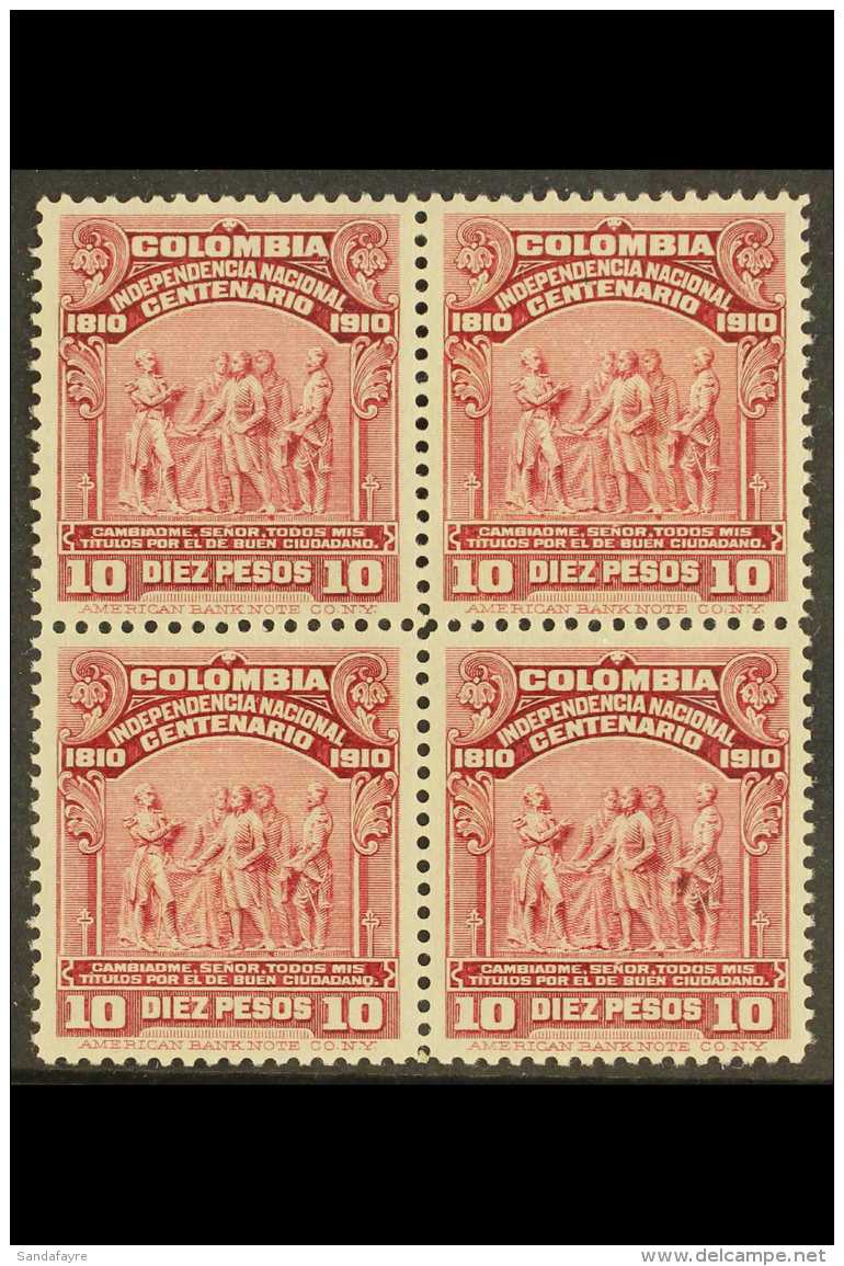 1910 RARITY 10p Lake, Centenary Of Independence, SG 352, Superb NHM Block Of 4. Rare And Spectacular Piece. Cat... - Colombia
