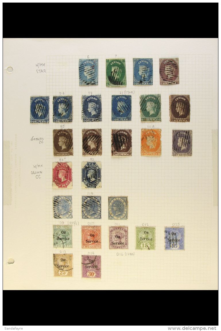 1857-1935 USED COLLECTION Presented On Album Pages. Includes 1857-59 Star Wmk Imperf Range To 6d, 1863-70 CC Wmk... - Ceylan (...-1947)