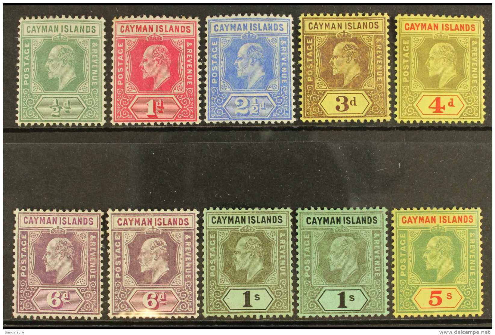 1907-09 KEVII Set To 5s, SG 25/33, Including 6d Both Listed Shades And 1s Both Watermarks, Fine Mint. (10 Stamps)... - Cayman Islands