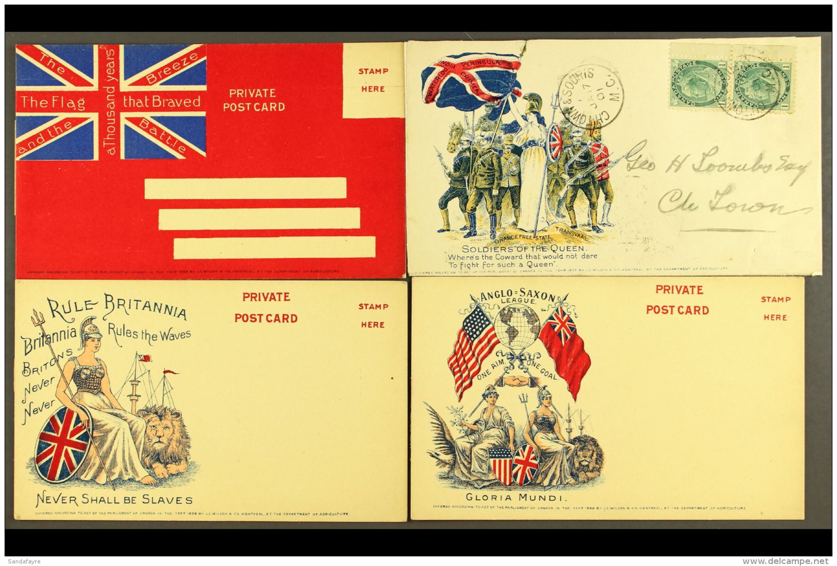 PATRIOTIC POSTCARDS Circa 1900 Group Of Three Different Unused Private Post Cards In Colour With "Rule Britannia",... - Andere & Zonder Classificatie