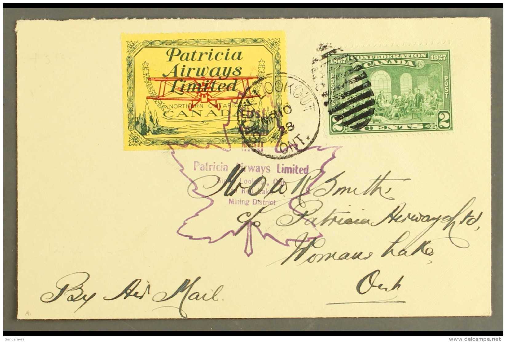 PATRICIA AIRWAYS 1928 (10 March) Cover To Woman Lake Bearing 2c Green And Patricia Airways Limited 10c... - Autres & Non Classés