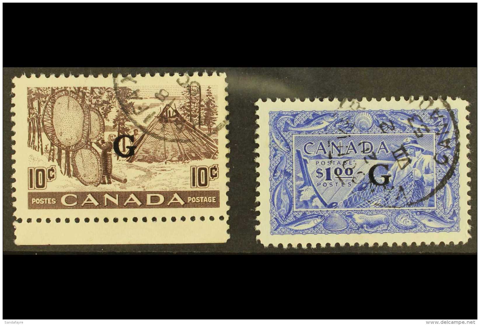OFFICIALS 1950-51 10c And $1 Fisherman With "G" Overprint, SG O191/O192, Very Fine Used. (2 Stamps) For More... - Autres & Non Classés