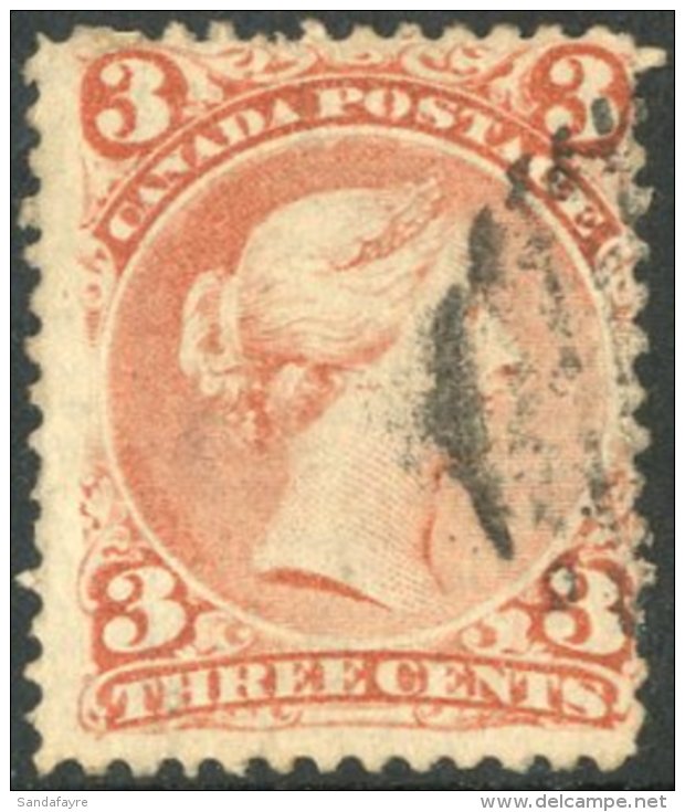 1868 3c Brown Red On LAID PAPER, SG 58a, Tiny Thin Spot Otherwise Superb Used. For More Images, Please Visit... - Other & Unclassified