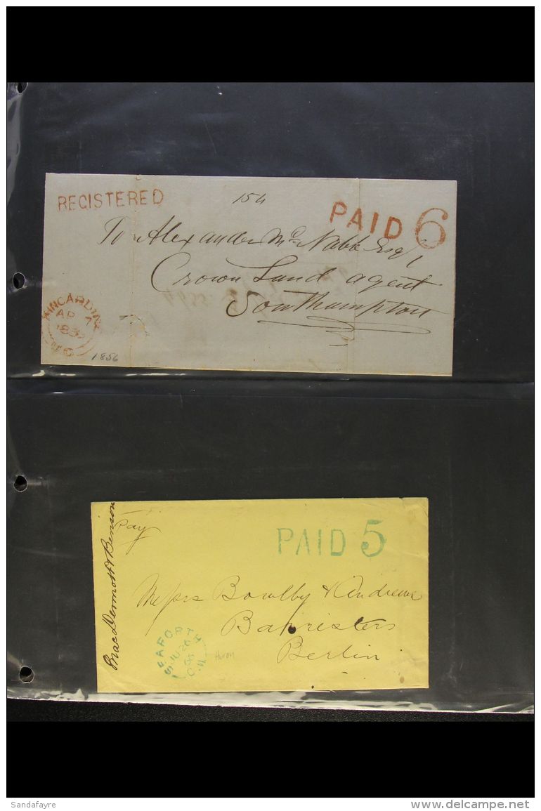 1841-1873 PAID RATE MAIL. An Interesting Collection Of Stampless Entire Letters &amp; Covers Bearing Various... - Other & Unclassified