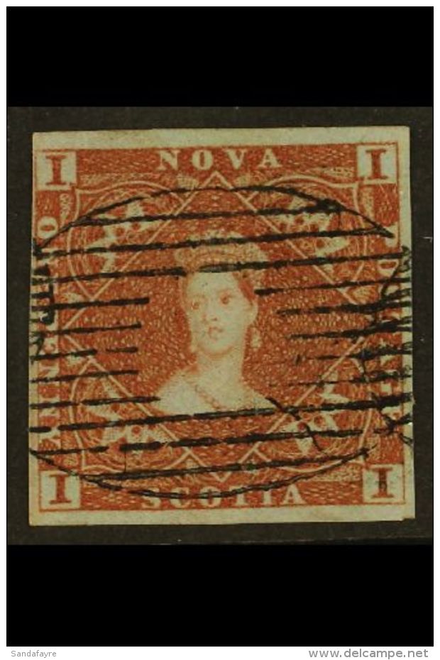 1851 1d Red- Brown, SG 1, Used With Lovely Oval Grill Cancellation &amp; 4 Small/large Margins. A Striking Stamp.... - Andere & Zonder Classificatie