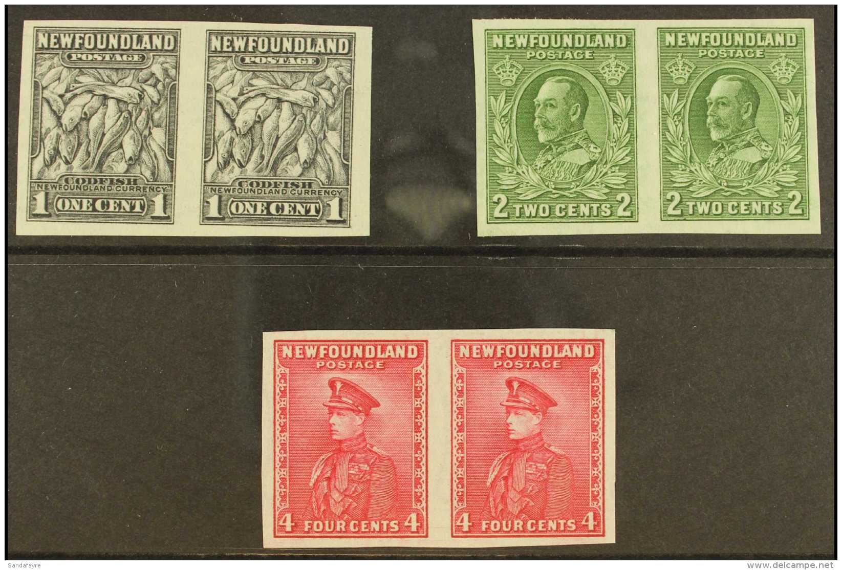 1932-34 Definitive 1c Grey, 2c Green And 4c Carmine IMPERF PAIRS (SG 222a, 223a And 224a) Very Fine Never Hinged... - Andere & Zonder Classificatie