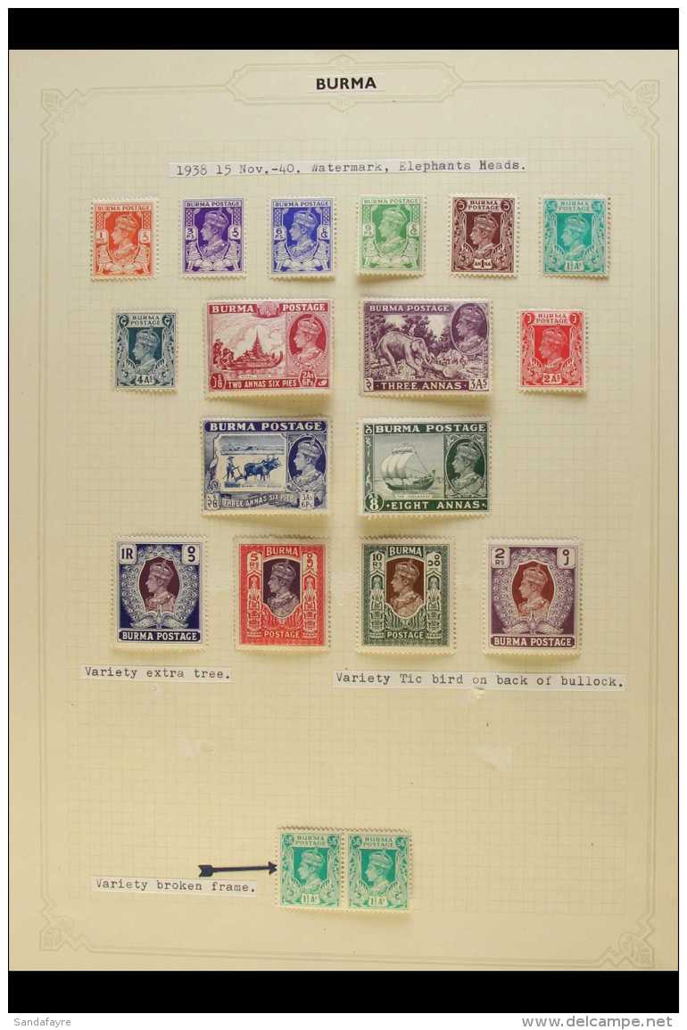 1938-74 MINT &amp; USED COLLECTION Includes 1938 Defins, 1945 "MILY ADMIN" Ovpts, 1946 Defins &amp; 1947 Interim... - Burma (...-1947)