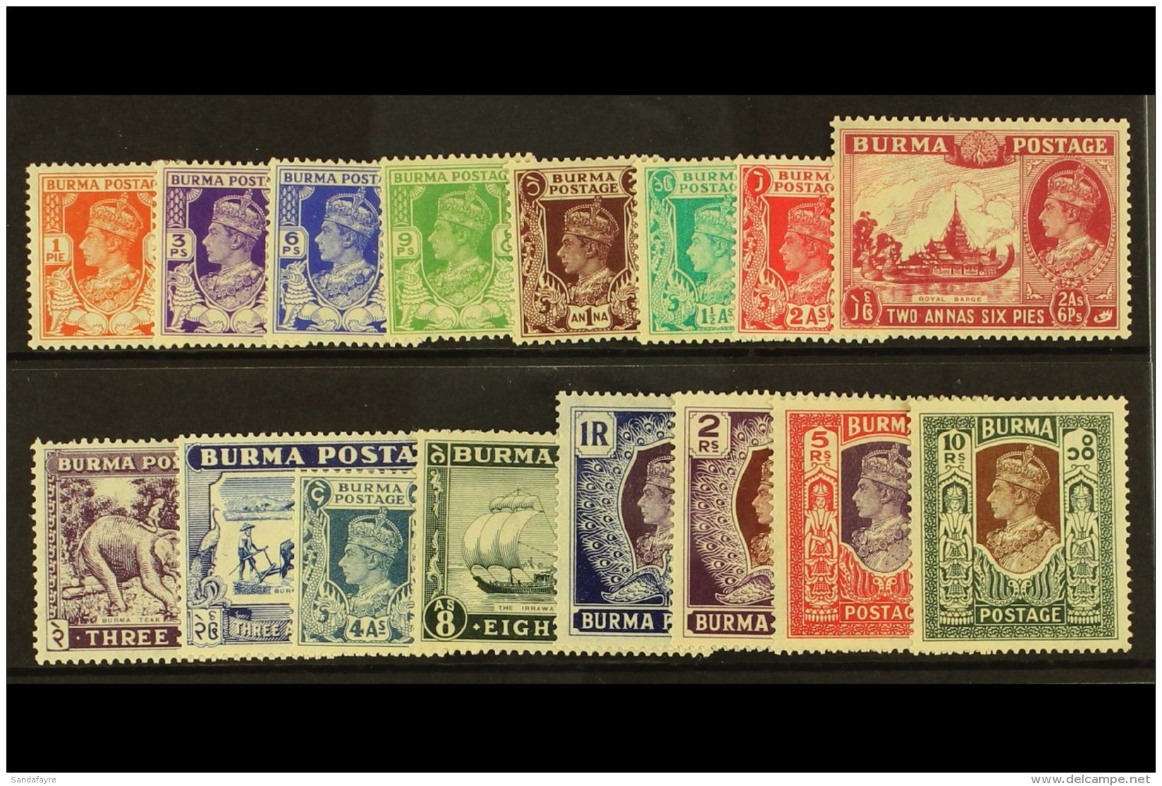 1938-40 Complete Set, SG 18b/33, Very Fine Mint. (16) For More Images, Please Visit... - Birma (...-1947)