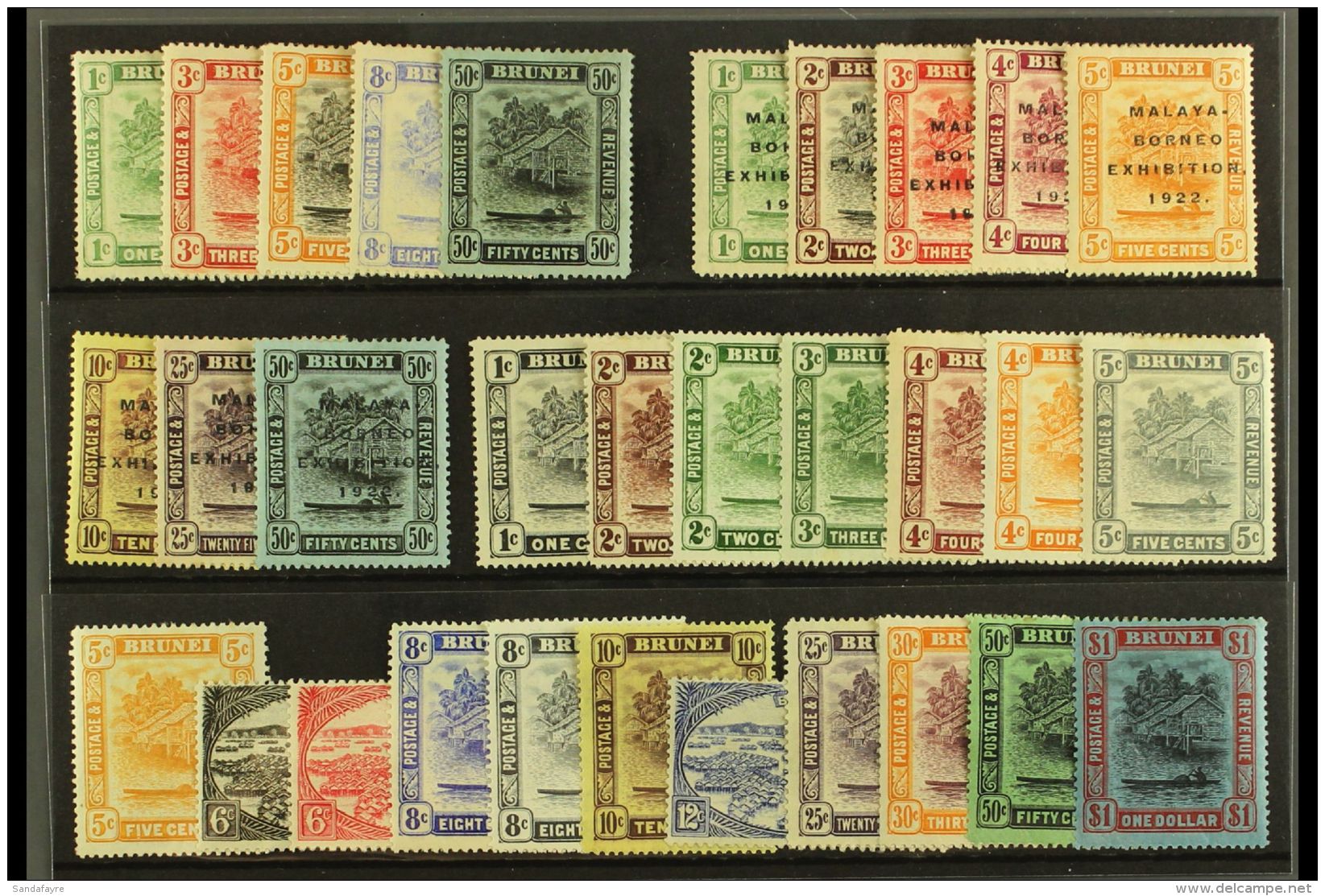 1908-37 MINT COLLECTION Presented On A Stock Card. Includes 1908-22 Vals To 50c, 1922 Opts Set To 50c, 1924-37 Set... - Brunei (...-1984)