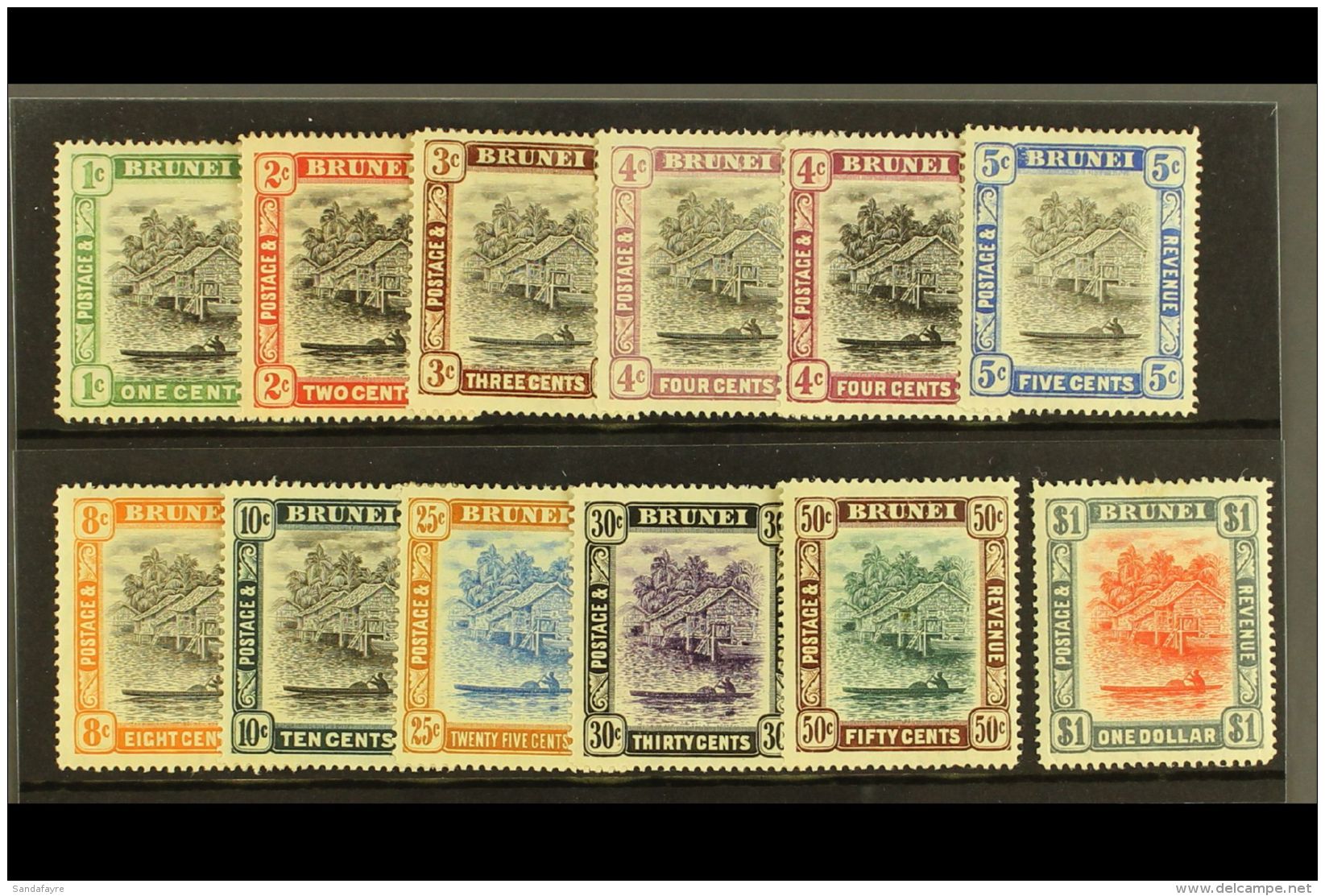 1907-10 Hut Set SG 23/33, Plus 4c Reddish Purple Shade SG 26a (with Light Gum Bend), Mostly Fresh Mint. (12... - Brunei (...-1984)