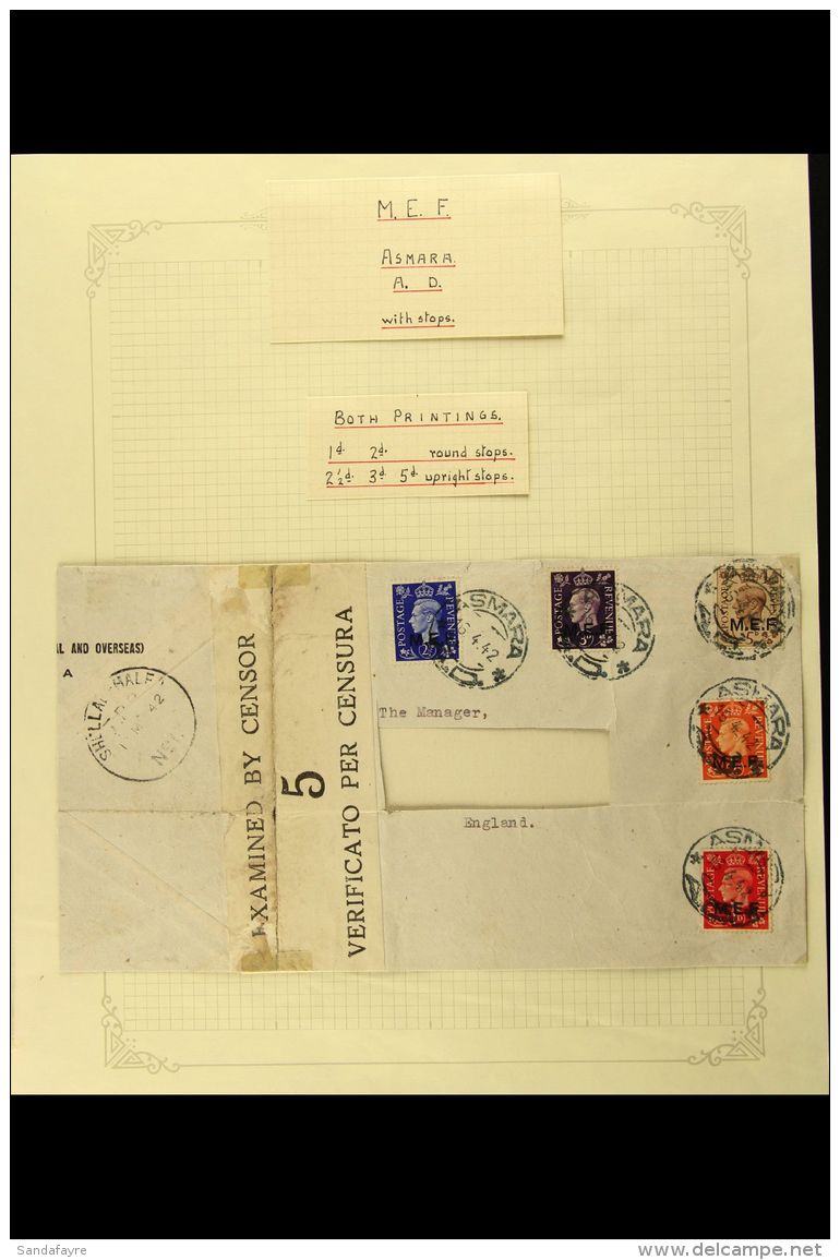 M.E.F. 1942 (16 Apr) Large Fragment Of Censored Cover (address Removed) Bearing The 2&frac12;d, 3d &amp; 5d Values... - Italian Eastern Africa