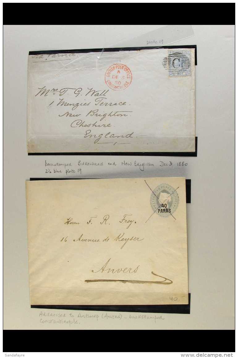 POSTAL HISTORY 1880-1922 Attractive Collection Of Covers And Cards. Includes 1880 Cover To England Bearing GB... - Brits-Levant