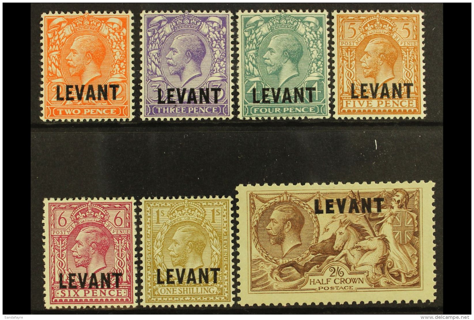 1921 British Currency "Levant" Opt'd Set, SG L18/24, Fine Mint (7 Stamps) For More Images, Please Visit... - British Levant